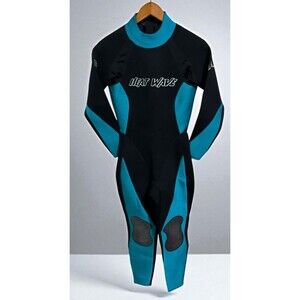 Heat Wave ProAm Wetsuit Women’s Full Size 9/10 Black Teal Reinforced Knees Surf